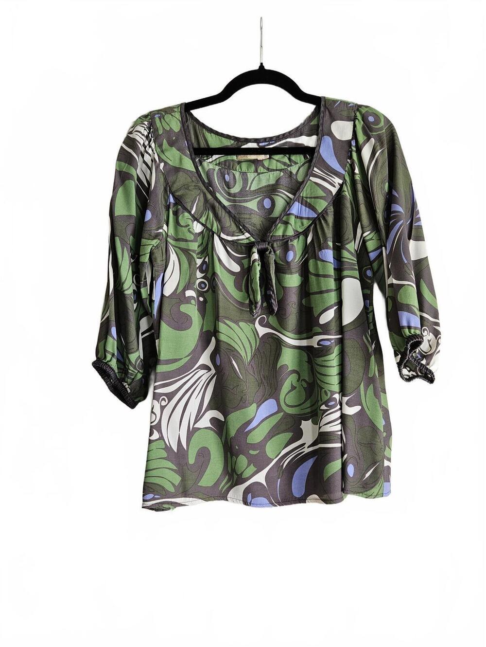 Jaloux Women's Green Patterned Blouse Size L